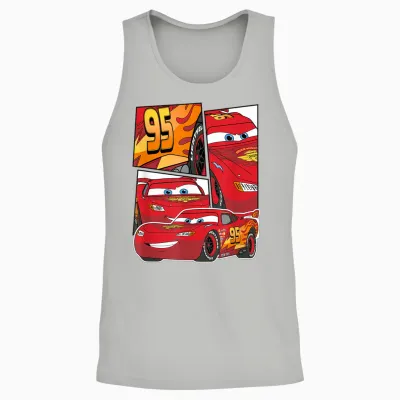 Pixar Cars Lightning Mcqueen Grid Unisex Tank Top - Ash