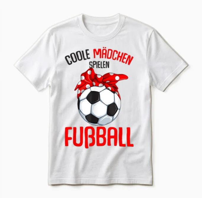Coole Mädchen Spielen Fußball Fußballerin Kinder Unisex T-Shirt in White