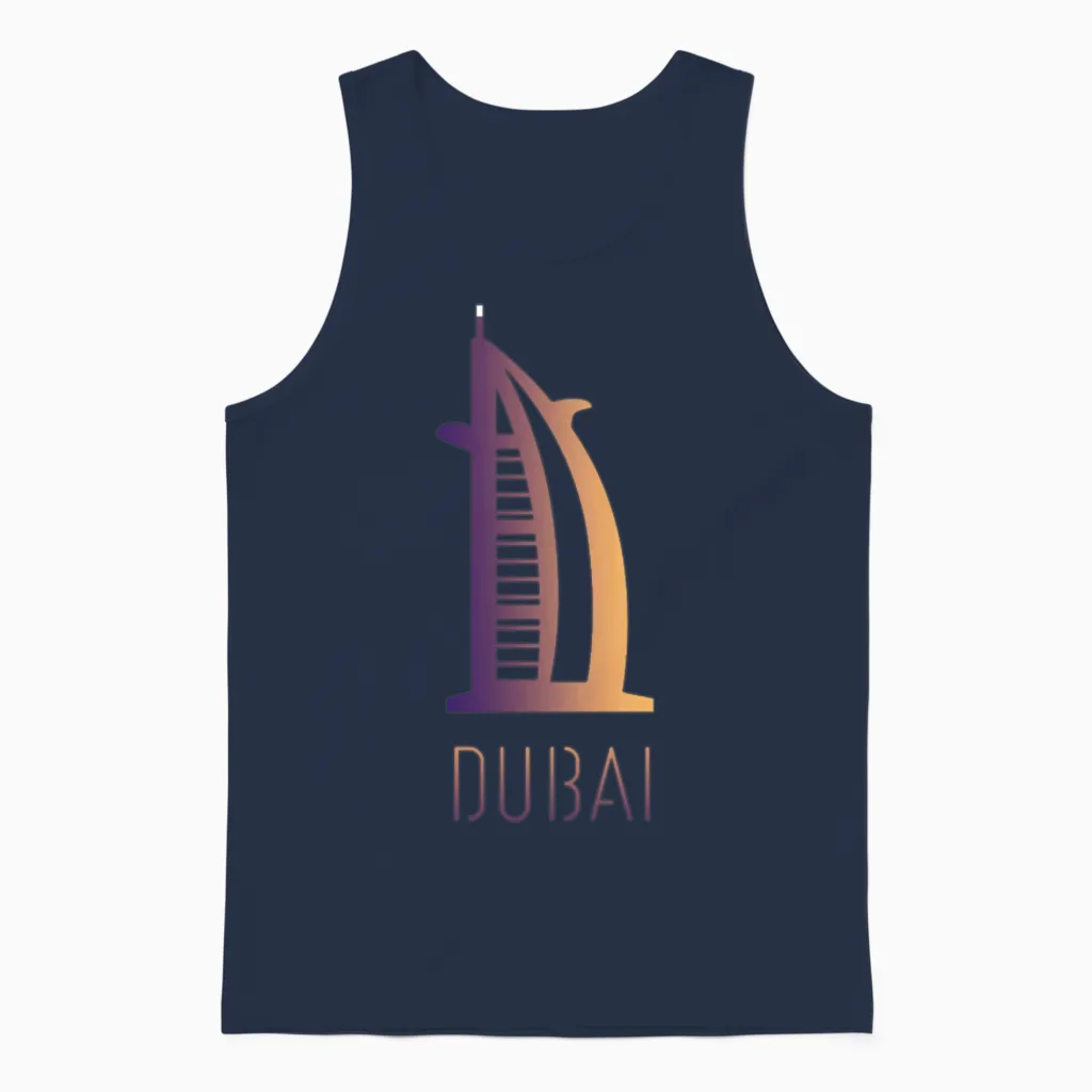Cool Burj Al Arab Design in Dubai Unisex Tank Top in Navy