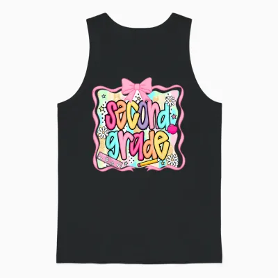 Back to School Hello Second Grade Team 2nd Grade Boy Girl Unisex Tank Top - Black