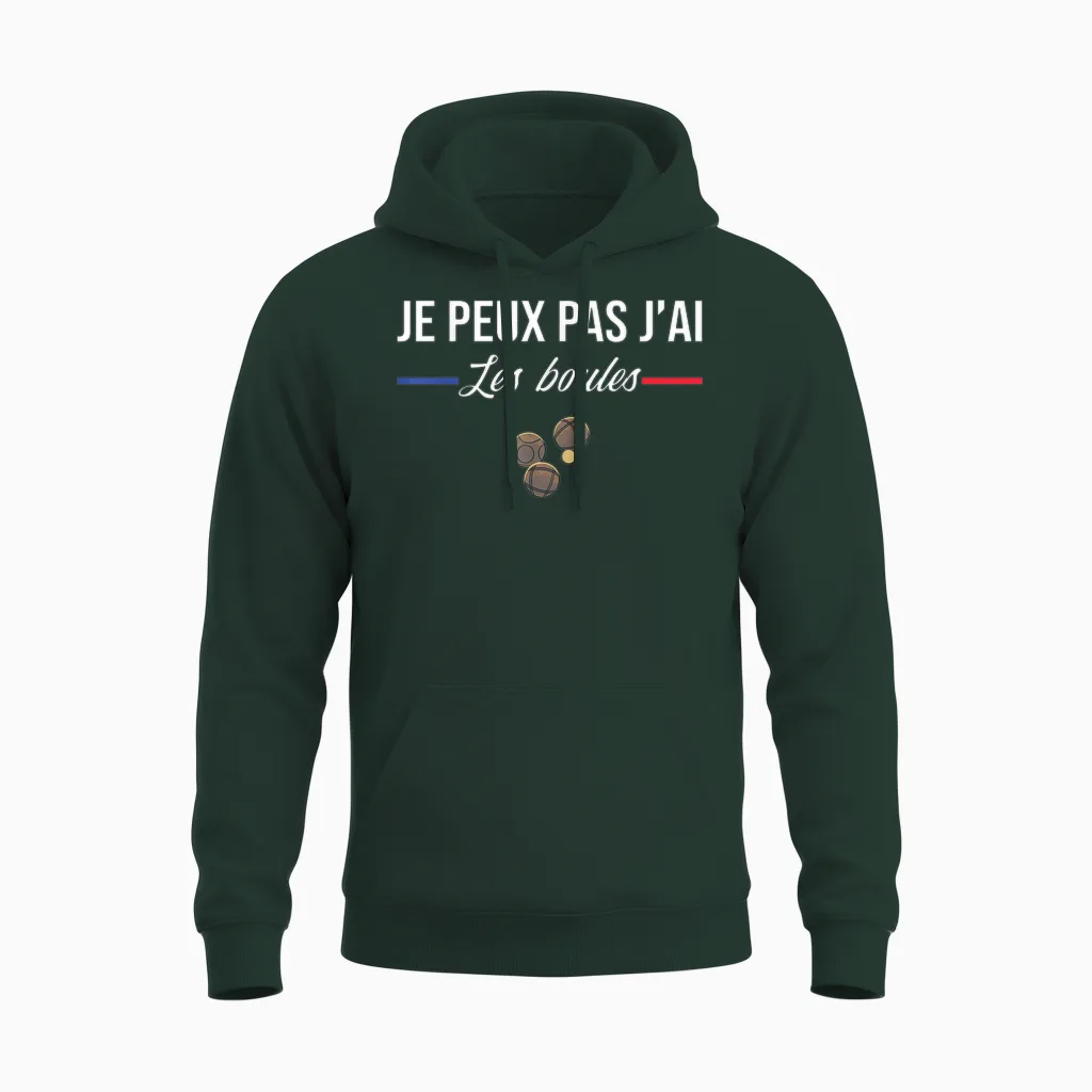 Je Peux Pas J'ai Les Boules Boccia Boule Pétanque Funny T-Shirt, Black, S Unisex Hoodie in Forest