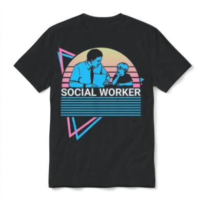 Social Worker Retro Unisex T-Shirt - Black