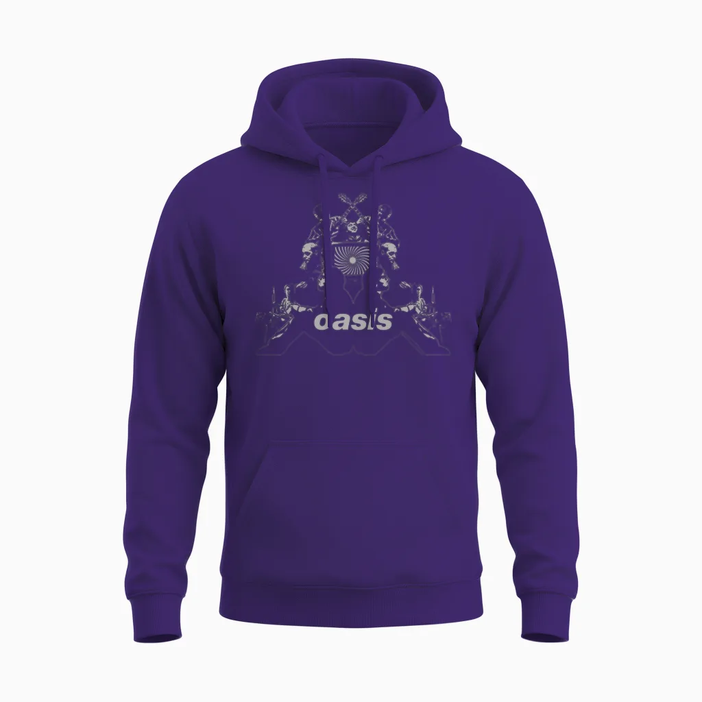 Oasis Band Symmetrical Exclusive Manche Longue Unisex Hoodie in Purple