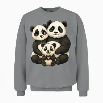 Panda Mit Familie | Süßer Pandabär Mit Panda Mama & Papa Unisex Sweatshirt - Sport Grey