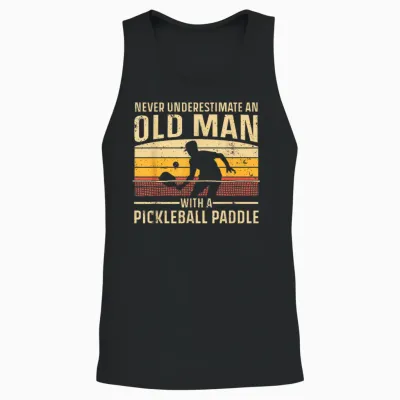 Cool Pickleball Art for Men Grandpa Paddle Pickleball Player Unisex Tank Top - Black