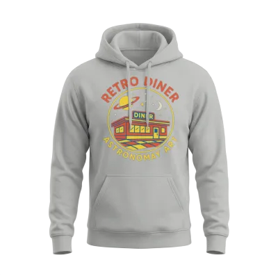 Retro Space Diner Astronomy Art Unisex Hoodie - Ash
