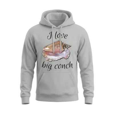 I Love Big Conch Unisex Hoodie - Ash