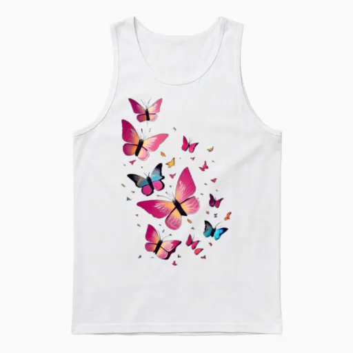 Butterfly Unisex Tank Top in White