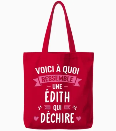 Woman Humour Personalized Gift First Name Edith Qui Déchire Tote Bags - Red