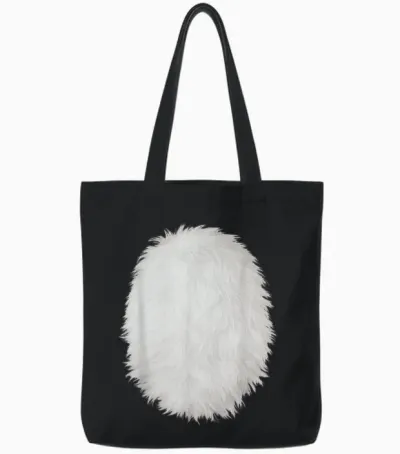 White Belly Costume Diy Cosplay Panda Bear Cat Skunk Deer Tote Bags - Black