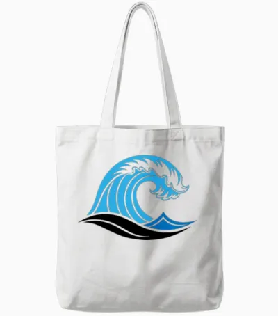 Blue Ocean Wave Cresting with T-Shirt White Foa Tote Bags - White