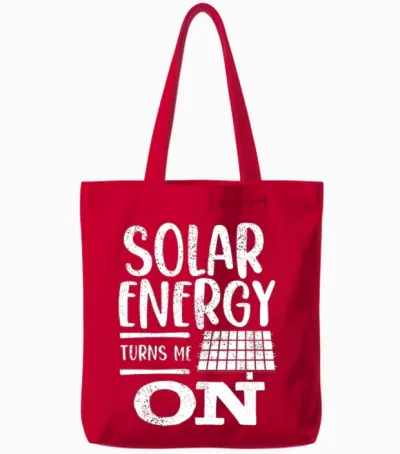 Solar Power, Renewable Energy Tote Bags - Red