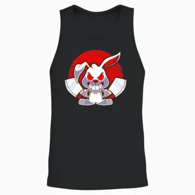 Armed Bunny Evil Hasi Knife Butcher Unisex Tank Top - Black