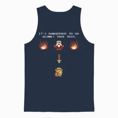 Nintendo Zelda Classic Nes Epic Intro Take This! Short Sleeve Unisex Tank Top - Navy