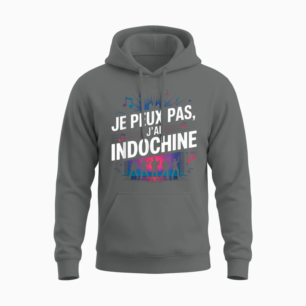 Je Peux Pas J'ai Fan Indochine Man Woman Child Concert Unisex Hoodie in Graphite Heather
