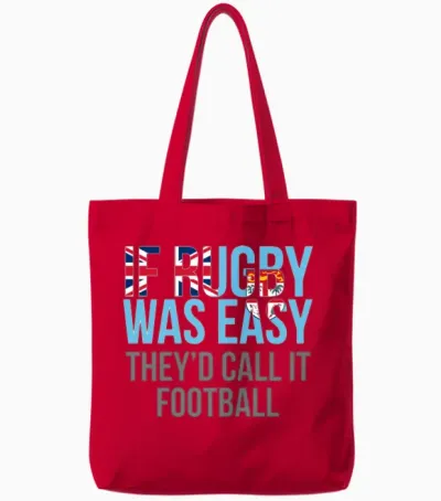 Funny Fiji Rugby Tote Bags - Red