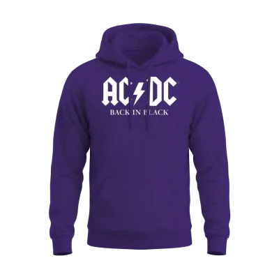 Ac/dc Back in Black Album White Logo Unisex Hoodie - Purple