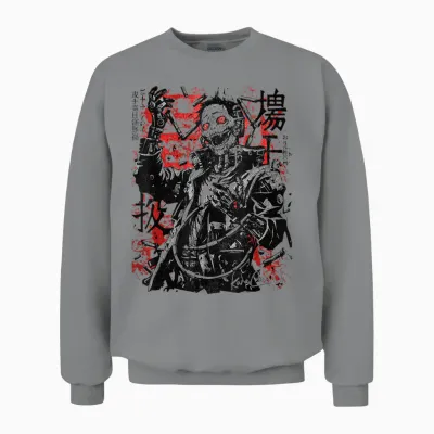 Kuracore / Anime Streetwear Cyberpunk Y2k Techwear Retro Manga T-Shirt Für Anime Fans Und Manga Liebhaber - Unisex Erwachsene Und Jugendliche - Weiß, Größe S Unisex Sweatshirt - Sport Grey