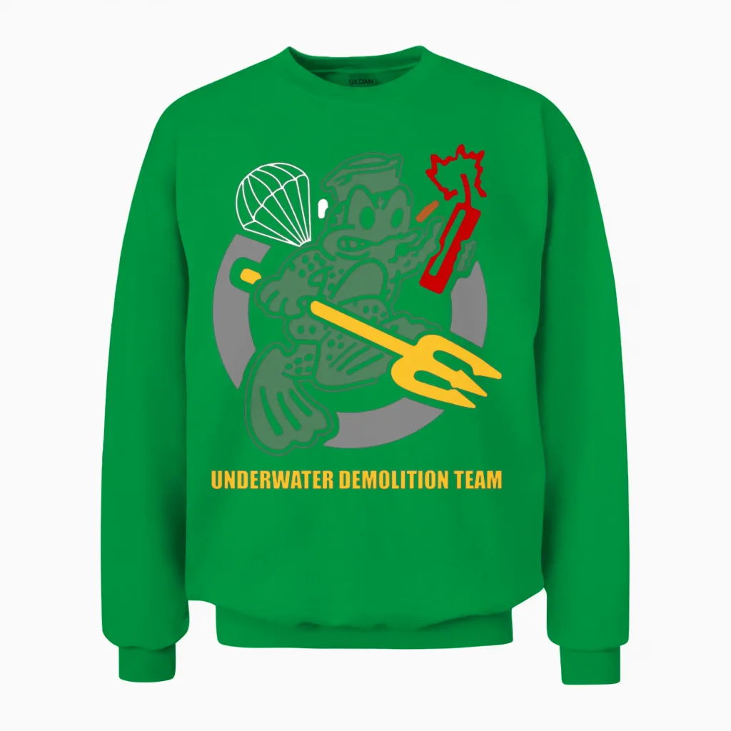 Udt Underwater Demolition Team Frogmen Unisex Sweatshirt in Irish Green