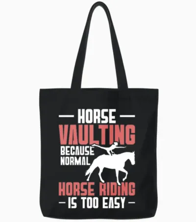 Horse Vaulting Girl Horse Gymnastics Lunger Horse Tote Bags - Black