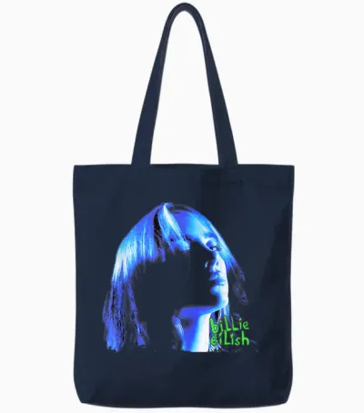 Official Billie Eilish Portrait Tote Bags - Navy