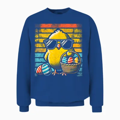 Retro Ostern Küken Männer Frauen Kinder Jungen Mädchen Lustig Ostern Unisex Sweatshirt - Royal