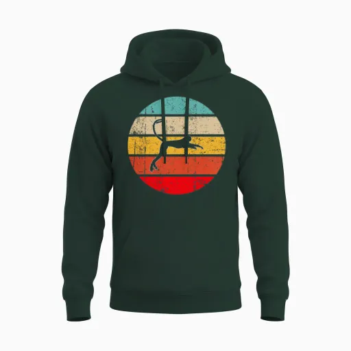 Monkey Retro Unisex Hoodie in Forest