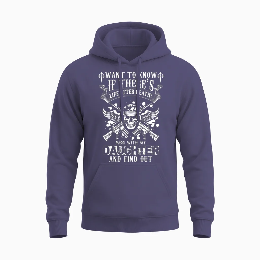 Daughter-Mess with My Daughter and Find Out Unisex Hoodie in Heather Sport Dark Navy