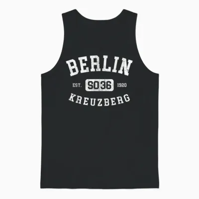 Berlin Kreuzberg So 36 Vintage College Style Berlin Unisex Tank Top - Black