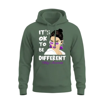 It's Ok to Be Different Vitiligo Awareness Unisex Hoodie - Military Green