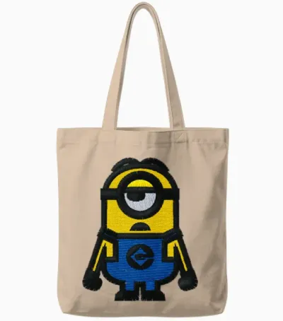 Minions Embroidery Tote Bags - Natural