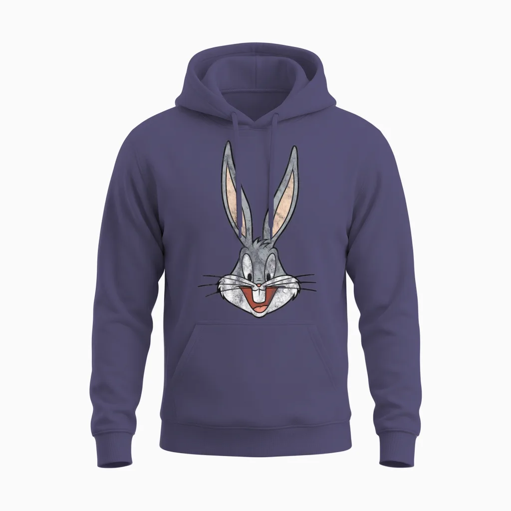 Looney Tunes Bugs Bunny Distressed Unisex Hoodie in Heather Sport Dark Navy