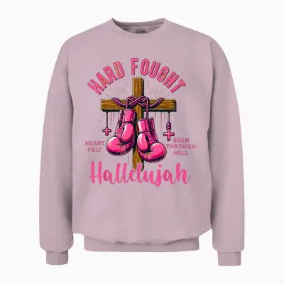 Brandon Hard Fought Hallelujah Praise Jesus Lake Unisex Sweatshirt - Light Pink