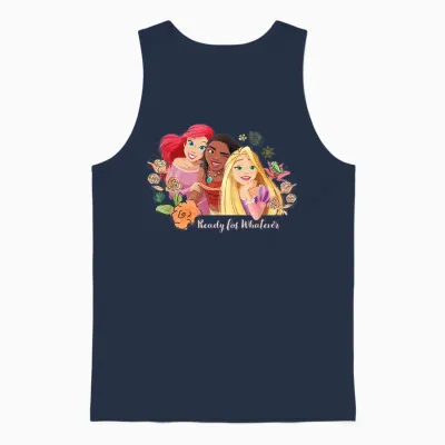 Disney Princess Ariel, Vaiana, Rapunzel Ready for Whatever T-Shirt, Gray Unisex Tank Top - Navy