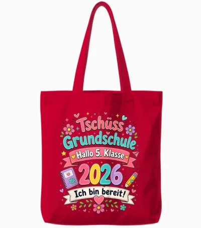 Tschüss Grundschule 2026 Hallo 5. Klasse Abgänger Absolvent Tote Bags - Red