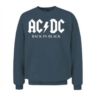 Ac/dc Back in Black Album White Logo Unisex Sweatshirt - Dark Heather