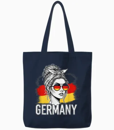 Deutsches Mädchen Frau Flagge Deutschland Fan Trikot Tote Bags - Navy