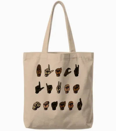 Blm Sign Language Tote Bags - Natural