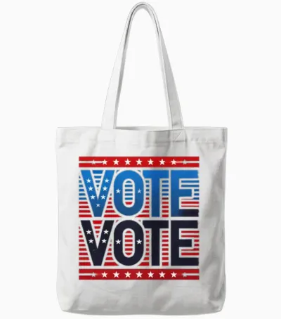 Vote Retro Style Tote Bags - White