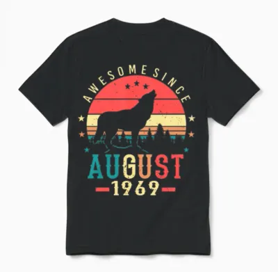 1969 August Retro Unisex T-Shirt - Black