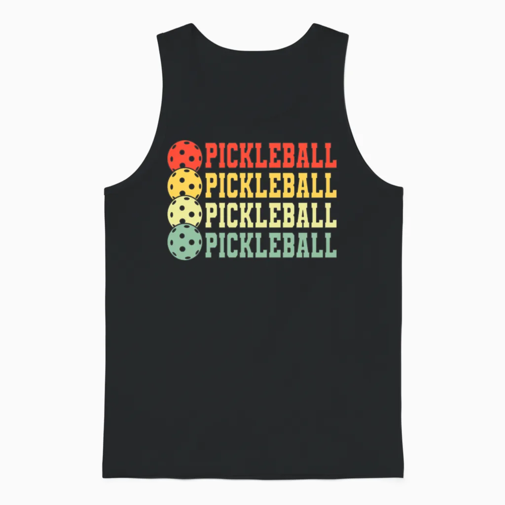 Retro Style Pickleball Unisex Tank Top in Black