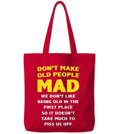 Dont Make Old People Mad Tote Bags - Red
