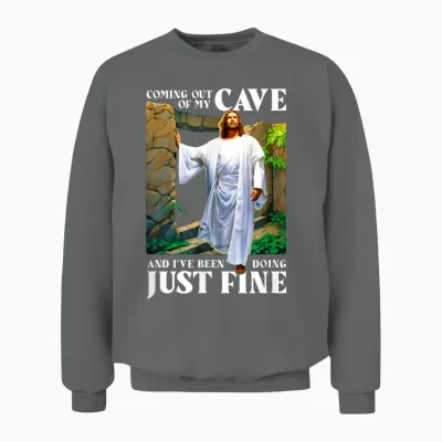 Jesus Kommt Aus Meiner Höhle Und Mir Geht Es Gut Unisex Sweatshirt - Graphite Heather