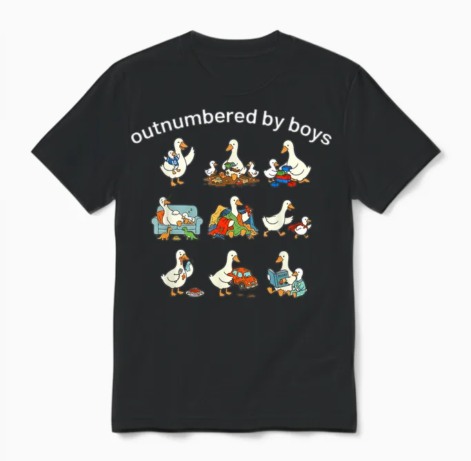 Outnumbered by Boys Unisex T-Shirt in Black