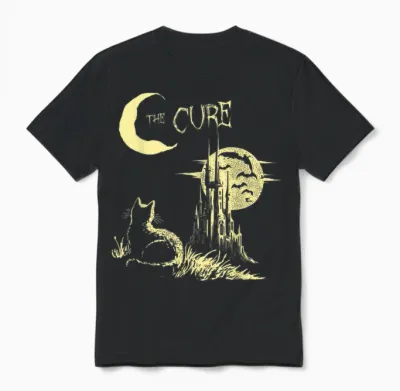 Retro the Cure Cat Gothic Cat Lover Men Women Unisex T-Shirt - Black