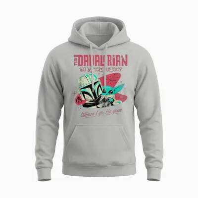 Star Wars #1 Dad Retro Dadalorian Where I Go Unisex Hoodie - Ash