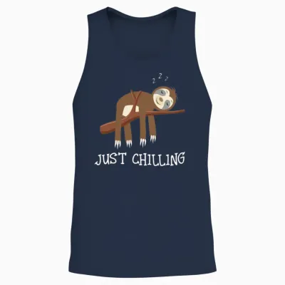 Sloth Just Chilling Unisex Tank Top - Navy