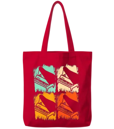Retro Piano Pop Art Pianist Retro Keyboard Music Tote Bags - Red