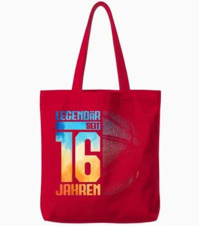 16. Geburtstag Retro Basketball Spieler 16 Jahre Junge Jungs Tote Bags - Red