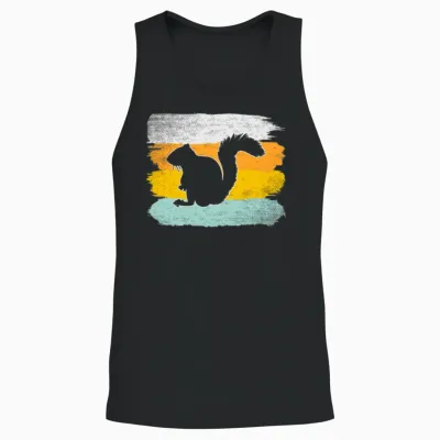 Squirrel Retro Unisex Tank Top - Black